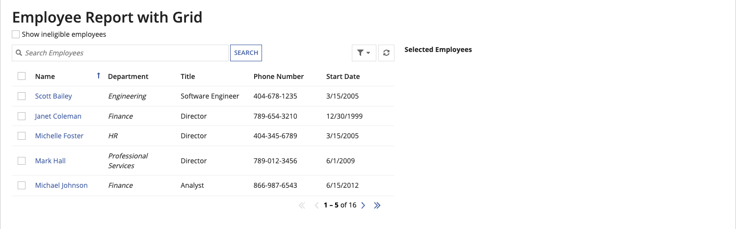 Report with a grid